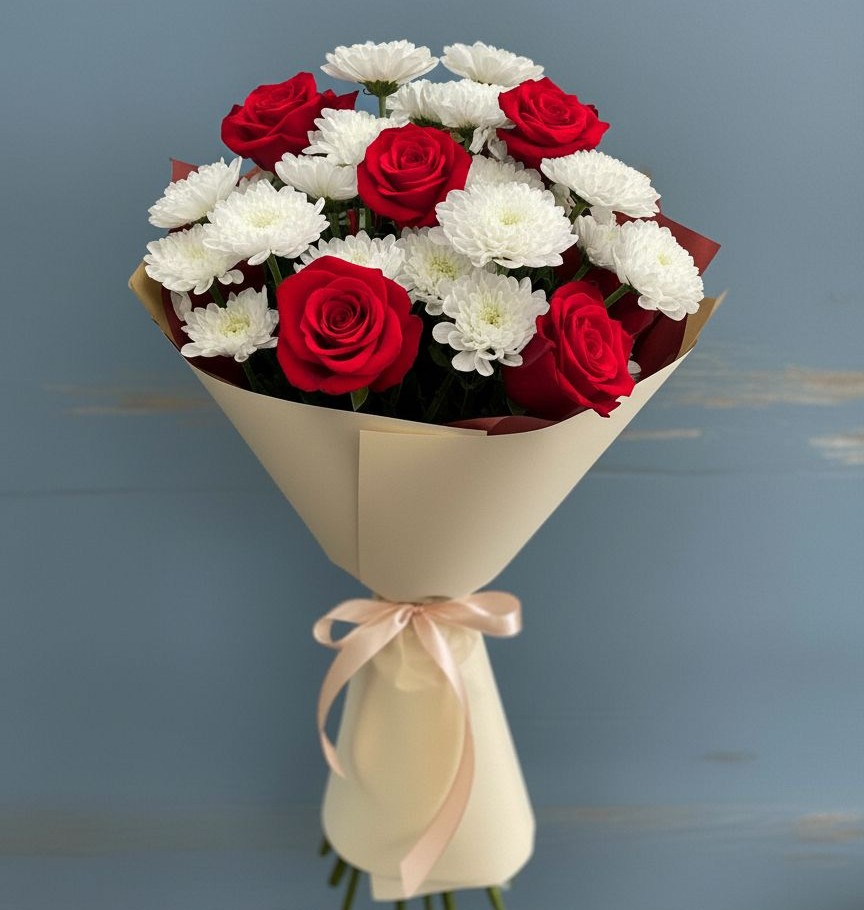 Букет цветов из: Розы и Хризантемы в Кострово