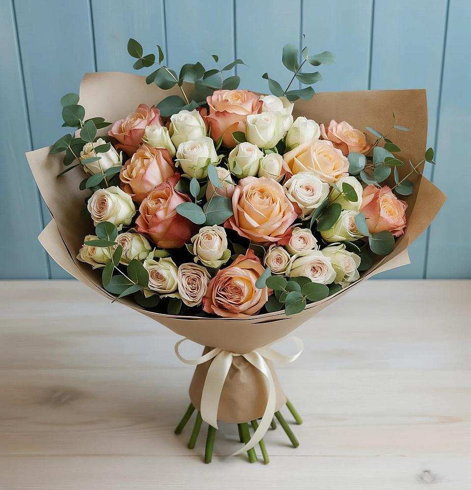 Букет цветов из: Альстромерии и Розы в Кострово