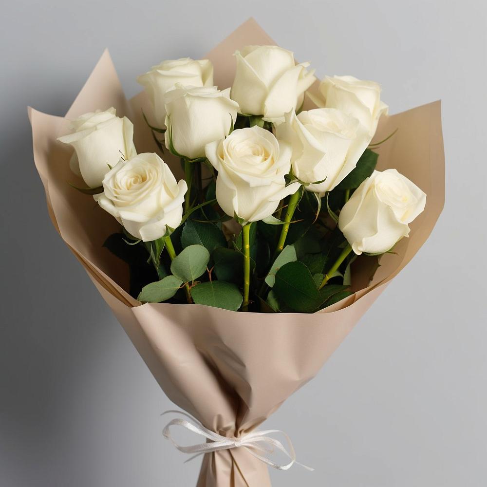 Букет 9 Белых роз Эдлесс Лав в Кострово