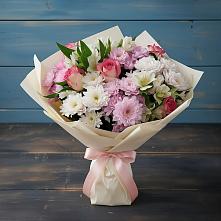 Букет цветов из:  Хризантемы, Альстромерии и Розы в Кострово