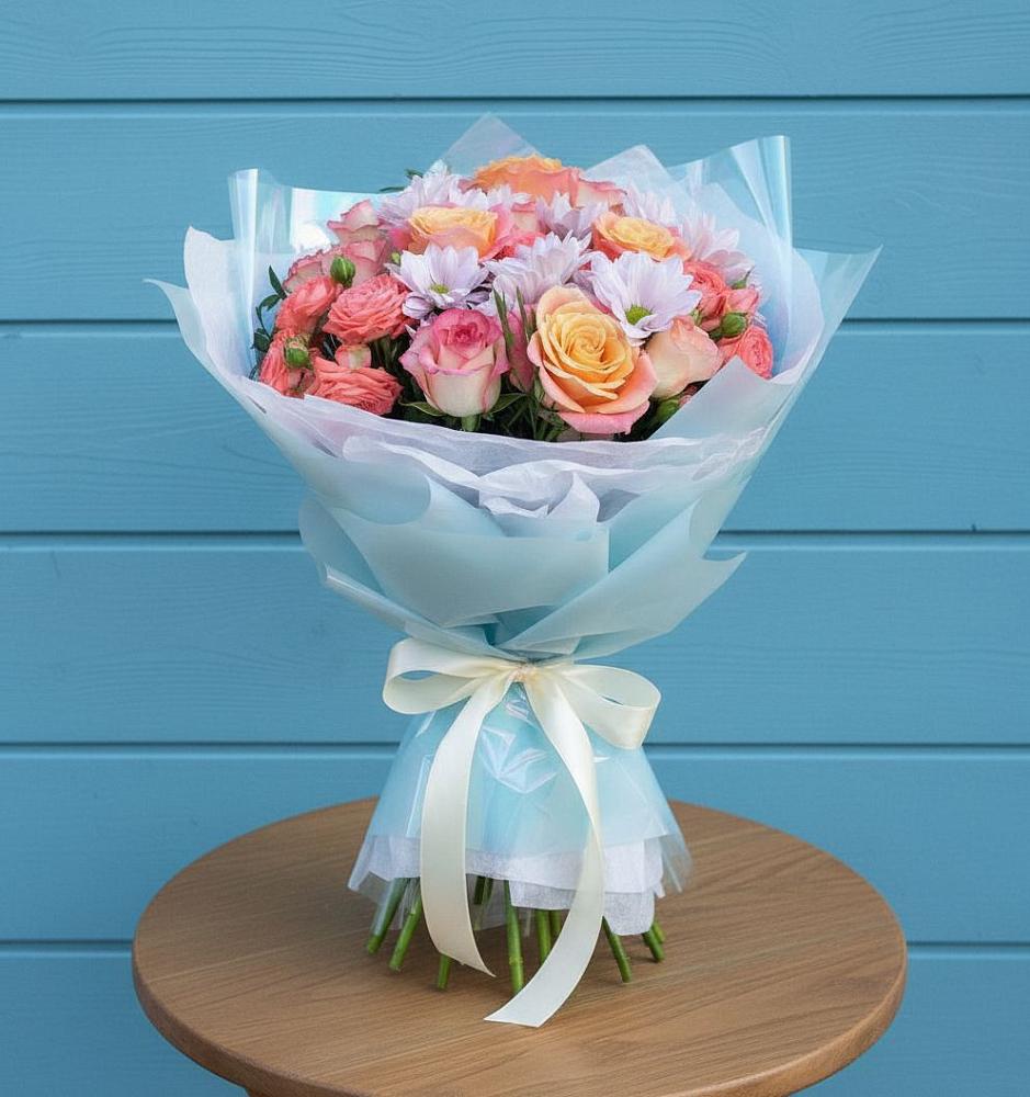 Букет цветов из: Хризантемы и Розы в Кострово