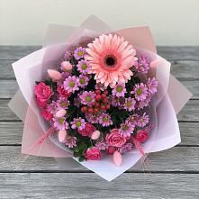 Букет цветов из:  Розы, Герберы и Хризантемы #REPLACE_PRED# Кострово